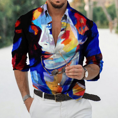 Φθινοπωρινά ανδρικά μακρυμάνικα πουκάμισα με κουμπιά πέτο Μπλούζες ομορφιάς για άντρες Streetwear Hip Hop Harajuku Ρούχα Unisex Μπλούζα