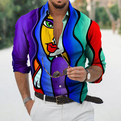 Φθινοπωρινά ανδρικά μακρυμάνικα πουκάμισα με κουμπιά πέτο Μπλούζες ομορφιάς για άντρες Streetwear Hip Hop Harajuku Ρούχα Unisex Μπλούζα