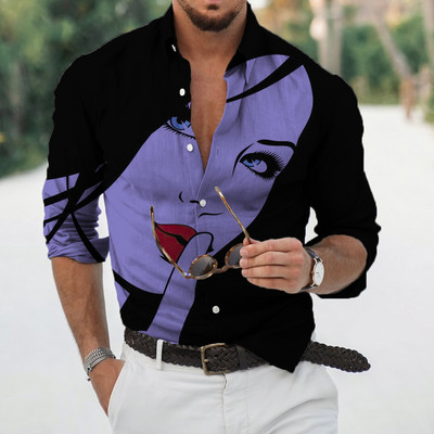 Φθινοπωρινά ανδρικά μακρυμάνικα πουκάμισα με κουμπιά πέτο Μπλούζες ομορφιάς για άντρες Streetwear Hip Hop Harajuku Ρούχα Unisex Μπλούζα