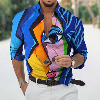 Φθινοπωρινά ανδρικά μακρυμάνικα πουκάμισα με κουμπιά πέτο Μπλούζες ομορφιάς για άντρες Streetwear Hip Hop Harajuku Ρούχα Unisex Μπλούζα