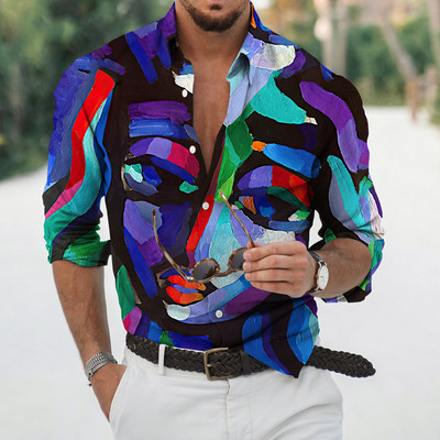 Φθινοπωρινά ανδρικά μακρυμάνικα πουκάμισα με κουμπιά πέτο Μπλούζες ομορφιάς για άντρες Streetwear Hip Hop Harajuku Ρούχα Unisex Μπλούζα