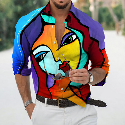 Φθινοπωρινά ανδρικά μακρυμάνικα πουκάμισα με κουμπιά πέτο Μπλούζες ομορφιάς για άντρες Streetwear Hip Hop Harajuku Ρούχα Unisex Μπλούζα