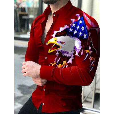 Mood Luksuslikud seltskondlikud meeste särgid lahtikäiva kraega nööpidega särk Casual Lion Print pikkade varrukatega topid Meeste riided ballikardigan