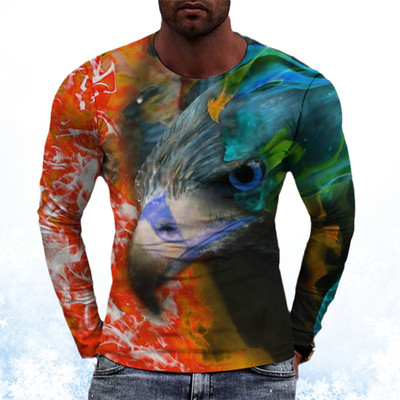 Ανδρικά ρούχα με μακρυμάνικο μπλουζάκι Valor Top 3d printed Eagle Pattern Bullying Street Fashion Στρογγυλή λαιμόκοψη Ανδρικά μπλουζάκια Oversize