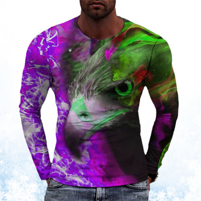 Ανδρικά ρούχα με μακρυμάνικο μπλουζάκι Valor Top 3d printed Eagle Pattern Bullying Street Fashion Στρογγυλή λαιμόκοψη Ανδρικά μπλουζάκια Oversize