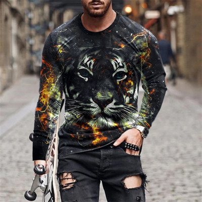 Ανδρικό μπλουζάκι Unisex Tee Fashion Graphic Print Crew Neck Μαύρο 3D Print Καθημερινή μακρυμάνικη εκτύπωση Clothing Apparel Designer Casual