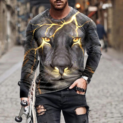 Ανδρικό μπλουζάκι Unisex Tee Fashion Graphic Print Crew Neck Μαύρο 3D Print Καθημερινή μακρυμάνικη εκτύπωση Clothing Apparel Designer Casual