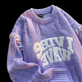 Πλεκτό πλεκτό πουλόβερ με πετσέτα αμερικανικής τάσης, ανδρικό και γυναικείο πουλόβερ με προσωπικότητα πουλόβερ