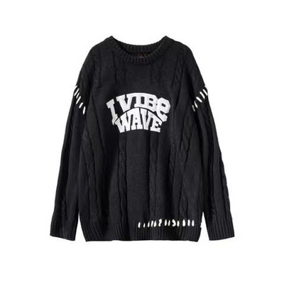 Πλεκτό πλεκτό πουλόβερ με πετσέτα αμερικανικής τάσης, ανδρικό και γυναικείο πουλόβερ με προσωπικότητα πουλόβερ