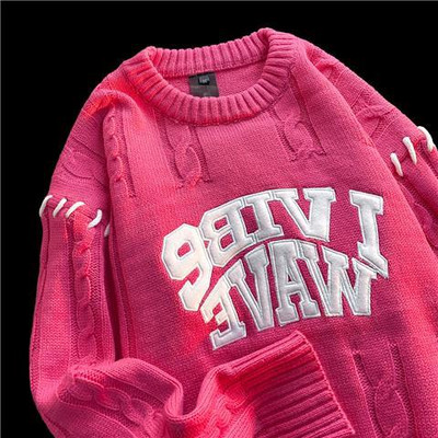 Πλεκτό πλεκτό πουλόβερ με πετσέτα αμερικανικής τάσης, ανδρικό και γυναικείο πουλόβερ με προσωπικότητα πουλόβερ