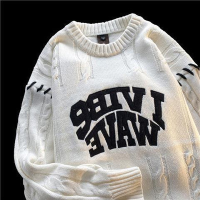 Πλεκτό πλεκτό πουλόβερ με πετσέτα αμερικανικής τάσης, ανδρικό και γυναικείο πουλόβερ με προσωπικότητα πουλόβερ