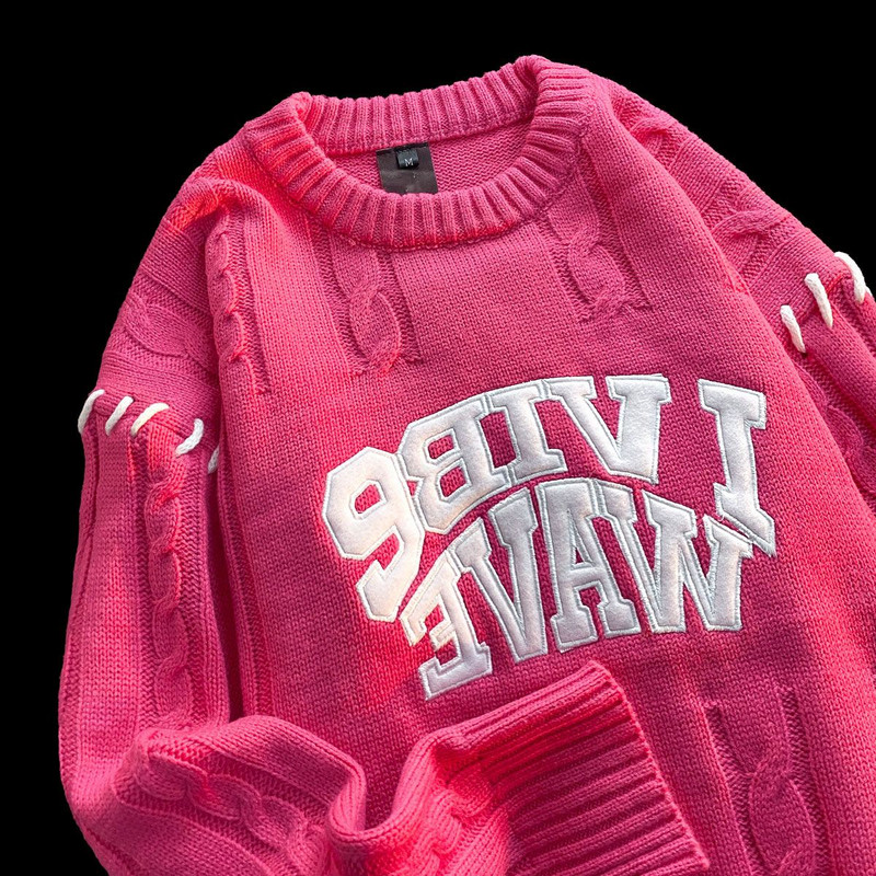 Πλεκτό πλεκτό πουλόβερ με πετσέτα αμερικανικής τάσης, ανδρικό και γυναικείο πουλόβερ με προσωπικότητα πουλόβερ