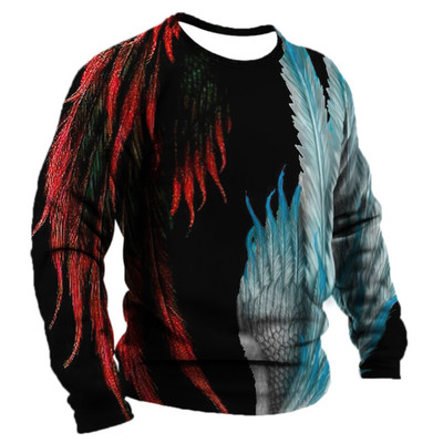 Vintage για ανδρικό μπλουζάκι T-shirt με φτερά Harajuku Viking μακρυμάνικο μπλουζάκι Βαμβακερό ανδρικό μπλουζάκι Street Loose Tee Casual Ρούχα