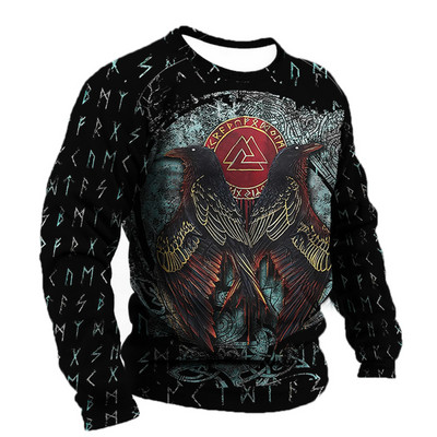 Vintage για ανδρικό μπλουζάκι T-shirt με φτερά Harajuku Viking μακρυμάνικο μπλουζάκι Βαμβακερό ανδρικό μπλουζάκι Street Loose Tee Casual Ρούχα