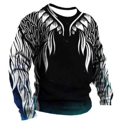 Vintage για ανδρικό μπλουζάκι T-shirt με φτερά Harajuku Viking μακρυμάνικο μπλουζάκι Βαμβακερό ανδρικό μπλουζάκι Street Loose Tee Casual Ρούχα