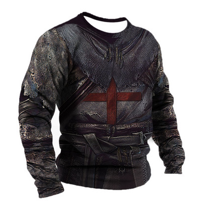 Vintage για ανδρικό μπλουζάκι T-shirt με φτερά Harajuku Viking μακρυμάνικο μπλουζάκι Βαμβακερό ανδρικό μπλουζάκι Street Loose Tee Casual Ρούχα