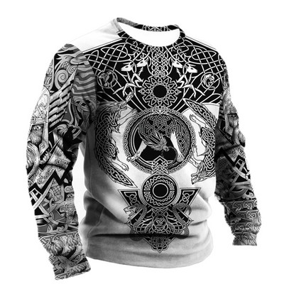 Vintage για ανδρικό μπλουζάκι T-shirt με φτερά Harajuku Viking μακρυμάνικο μπλουζάκι Βαμβακερό ανδρικό μπλουζάκι Street Loose Tee Casual Ρούχα