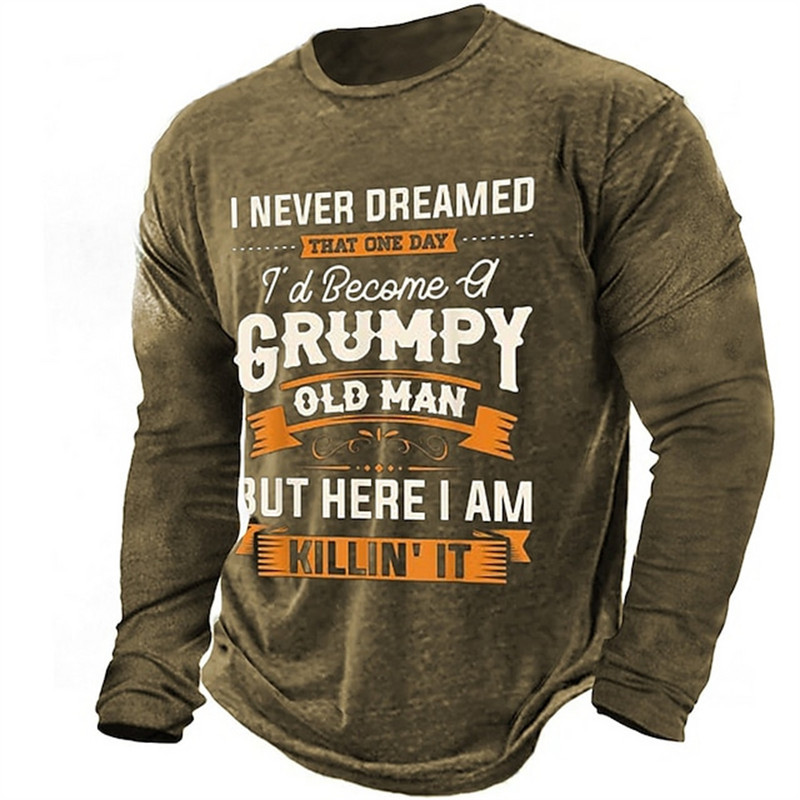 Vintage meeste pikkade varrukatega T-särk Word Tees Topid Graafika T-särgid Meestele 3D Slogan Prinditud rõivad Suuremõõtmelised tänavarõivad 5xl