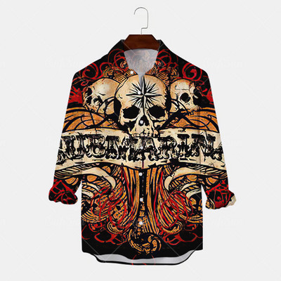 2022 Skull Majica Muška košulja Street Hip Hop 3d print dugih rukava Jesenska zabava Muška odjeća dugih rukava Retro havajska košulja Muškarci
