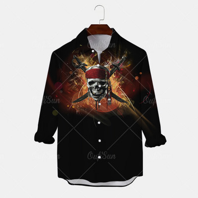 2022 Skull Majica Muška košulja Street Hip Hop 3d print dugih rukava Jesenska zabava Muška odjeća dugih rukava Retro havajska košulja Muškarci