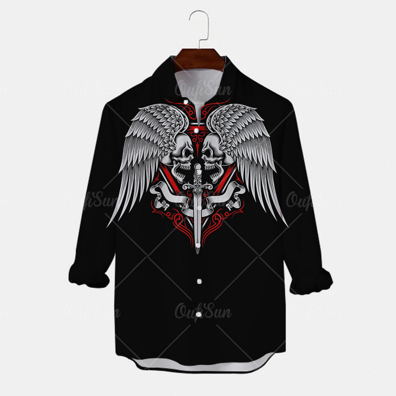 2022 Skull Majica Muška košulja Street Hip Hop 3d print dugih rukava Jesenska zabava Muška odjeća dugih rukava Retro havajska košulja Muškarci