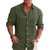 Puuvillane linane sügiskuum müüa meeste pikkade varrukatega särk ühevärviline Lar Casual Style Plus Size meeste vabaaja särk