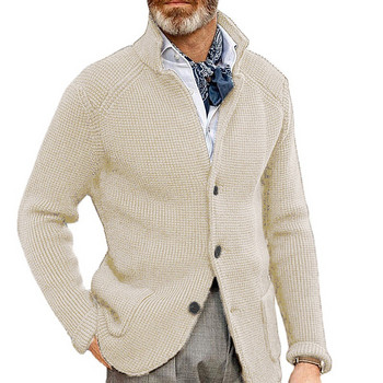 Πουλόβερ ανδρικό Slim όρθιο γιακά πλεκτή ζακέτα φθινοπωρινό και χειμερινό μπουφάν ανδρικά ρούχα