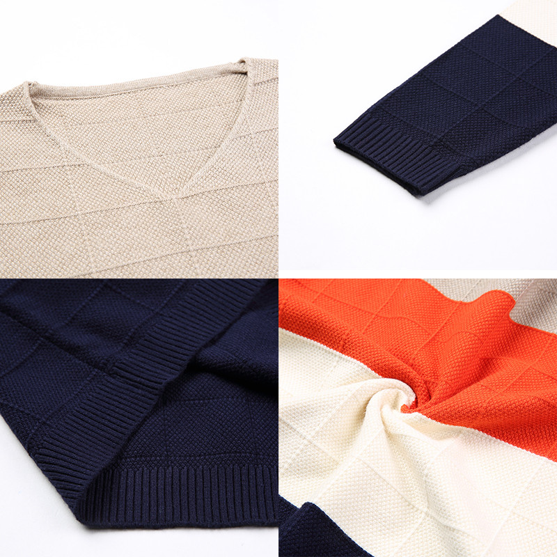 TFETTERS Prekės ženklo megztinis Rudens vyriški marškinėliai ilgomis rankovėmis Nauji V formos iškirpte, ploni megztiniai Megzti dryžuoti apatiniai marškinėliai Didelio dydžio M-4XL