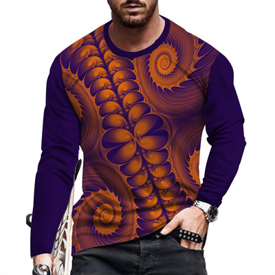 Ανοιξιάτικο και Φθινοπωρινό μακρυμάνικο 3D T πουκάμισο