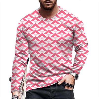 Ανδρικό μπλουζάκι μόδας και casual μακρυμάνικο εμπριμέ