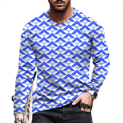 Ανδρικό μπλουζάκι μόδας και casual μακρυμάνικο εμπριμέ