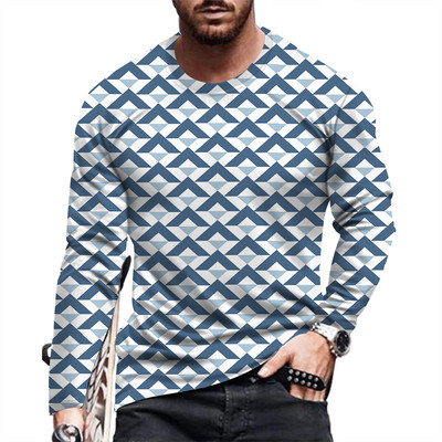 Ανδρικό μπλουζάκι μόδας και casual μακρυμάνικο εμπριμέ