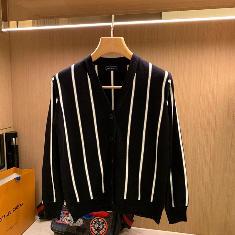 Kampsunid Meeste Euroopa stiilis kudumine Meeste Paarirõivad Soojad Lihtsad Kõik sobivad Ulzzang Populaarne vabaaja tänavarõivad Triibuline Retro