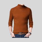 Moodne kootud sügis/talv pikkade varrukatega Basic ülaosa, õhuke, kõrge kaelusega sobiv kampsun, ühevärvilised meesterõivad