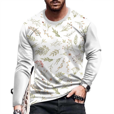 Meeste moe- ja vabaaja pikkade varrukatega trükitud T-särk