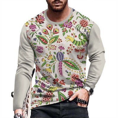 Meeste moe- ja vabaaja pikkade varrukatega trükitud T-särk