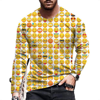 tricou cu mânecă lungă slim fit cu imprimeu și modă pentru bărbați