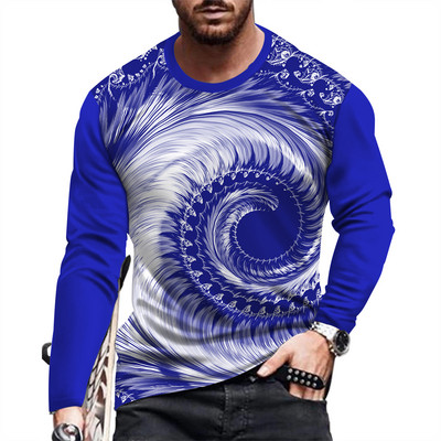 Ανδρικό μπλουζάκι μόδας και casual μακρυμάνικο εμπριμέ