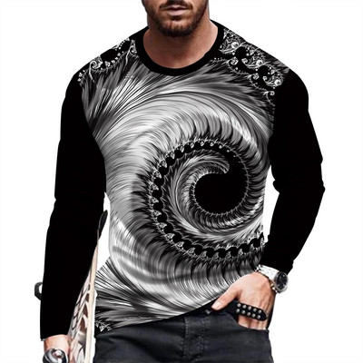 Ανδρικό μπλουζάκι μόδας και casual μακρυμάνικο εμπριμέ