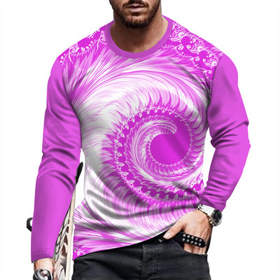 Ανδρικό μπλουζάκι μόδας και casual μακρυμάνικο εμπριμέ