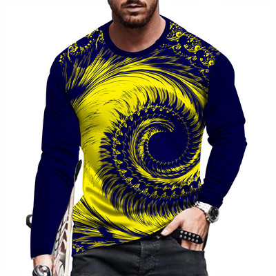 Ανδρικό μπλουζάκι μόδας και casual μακρυμάνικο εμπριμέ