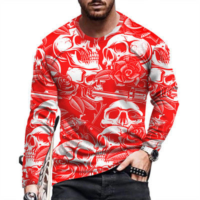 Ανδρικό μπλουζάκι μόδας και casual μακρυμάνικο εμπριμέ