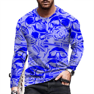 Ανδρικό μπλουζάκι μόδας και casual μακρυμάνικο εμπριμέ