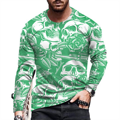 Ανδρικό μπλουζάκι μόδας και casual μακρυμάνικο εμπριμέ