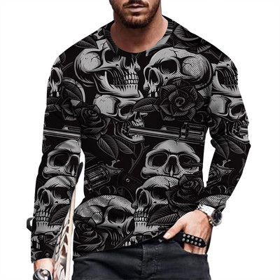 Ανδρικό μπλουζάκι μόδας και casual μακρυμάνικο εμπριμέ