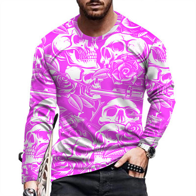 Ανδρικό μπλουζάκι μόδας και casual μακρυμάνικο εμπριμέ