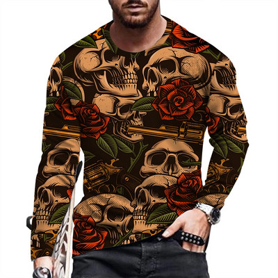 Ανδρικό μπλουζάκι μόδας και casual μακρυμάνικο εμπριμέ