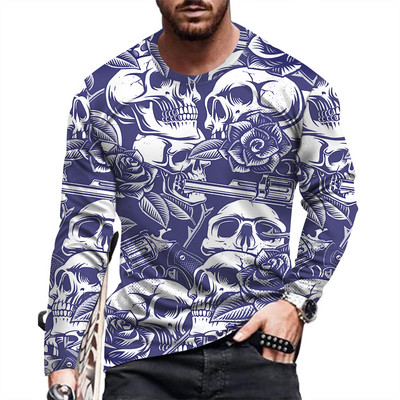 Ανδρικό μπλουζάκι μόδας και casual μακρυμάνικο εμπριμέ