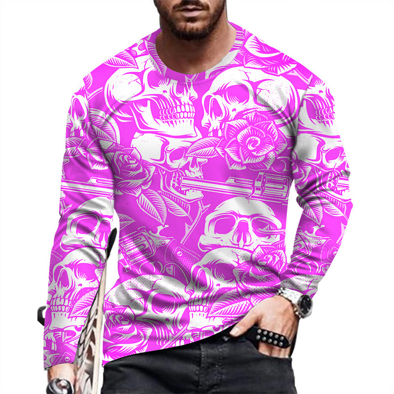 Ανδρικό μπλουζάκι μόδας και casual μακρυμάνικο εμπριμέ