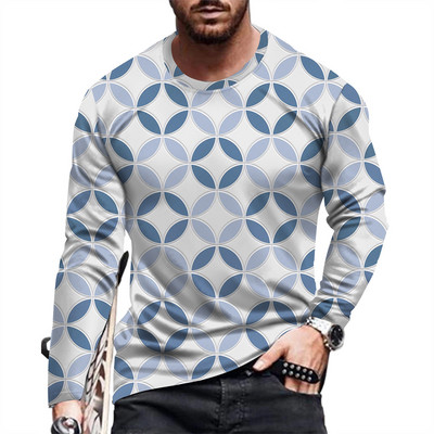 Suvine meeste moe- ja vabaaja pikkade varrukatega trükitud T-särk